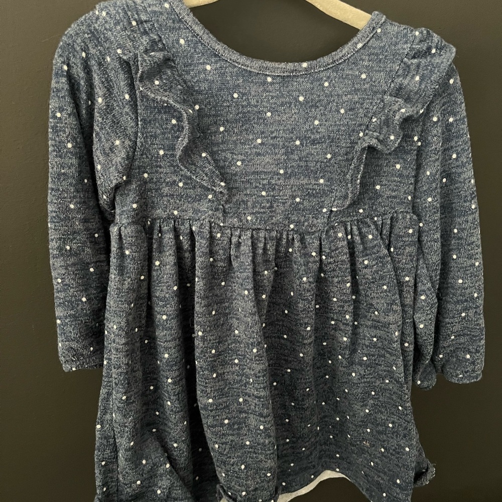 Polka Dot Blue Long Sleeve Dress